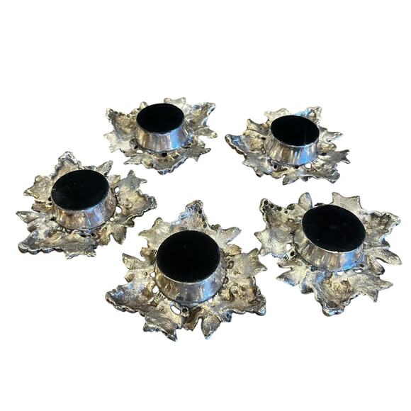 Grape and Leaves Votive Candle Holder Silver Vintage Lot of 5 - Picture 3 of 3